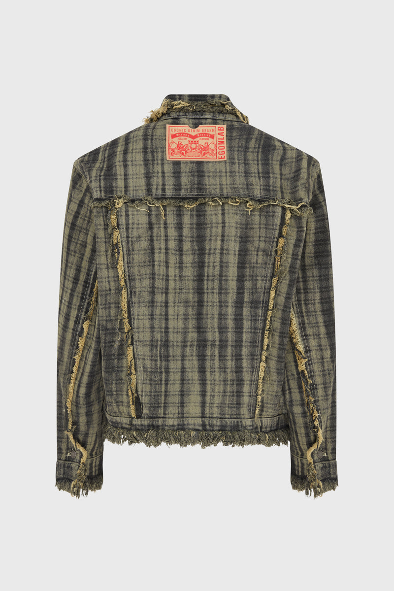 RAW EDGES DENIM JACKET TARTAN DENIM