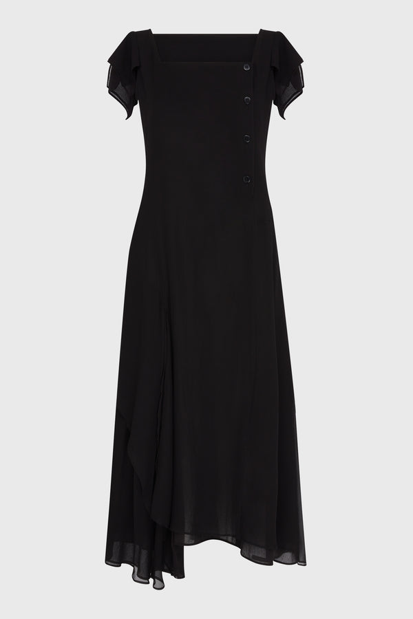 R DRAPED SQUARE NECK DRESS