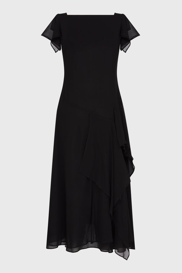 R DRAPED SQUARE NECK DRESS