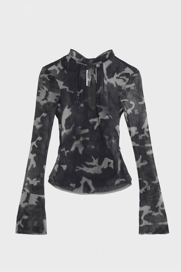 CAMO MESH LONGSLEEVE TOP