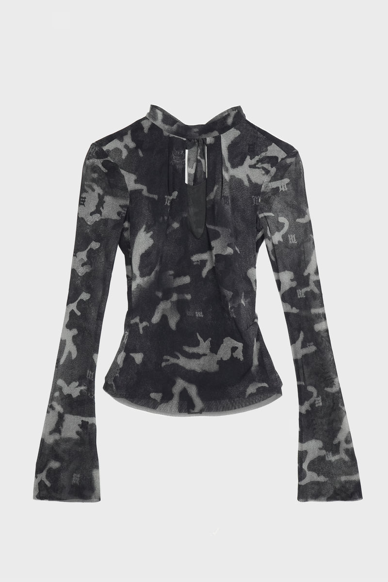 CAMO MESH LONGSLEEVE TOP