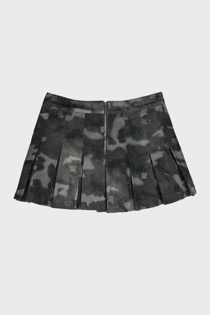 CAMO PLEATED MINI SKIRT