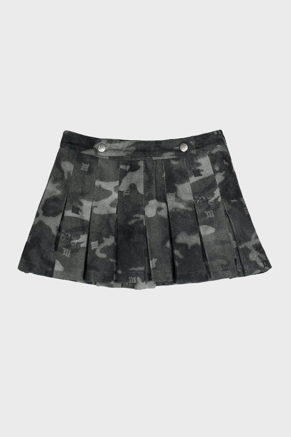 CAMO PLEATED MINI SKIRT
