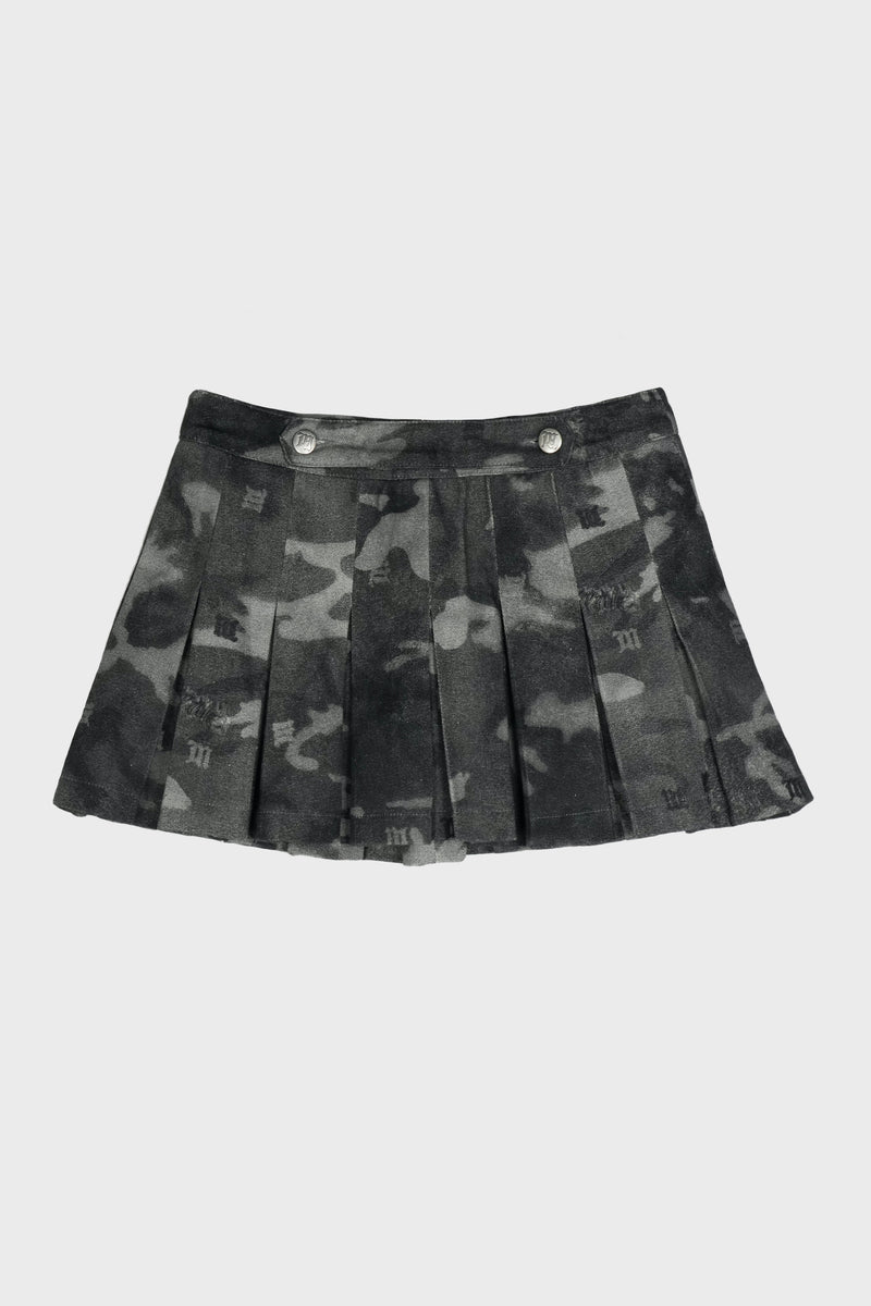 CAMO PLEATED MINI SKIRT
