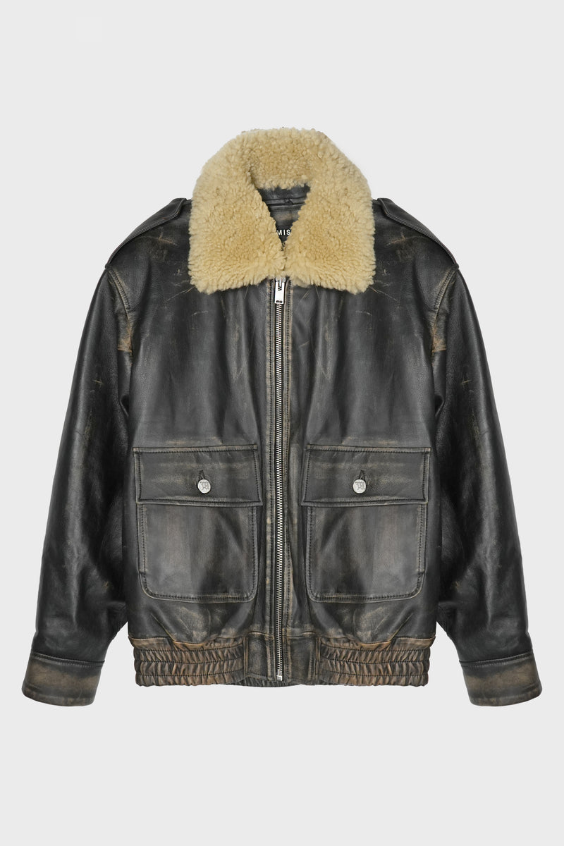 LEATHER AVIATOR JACKET