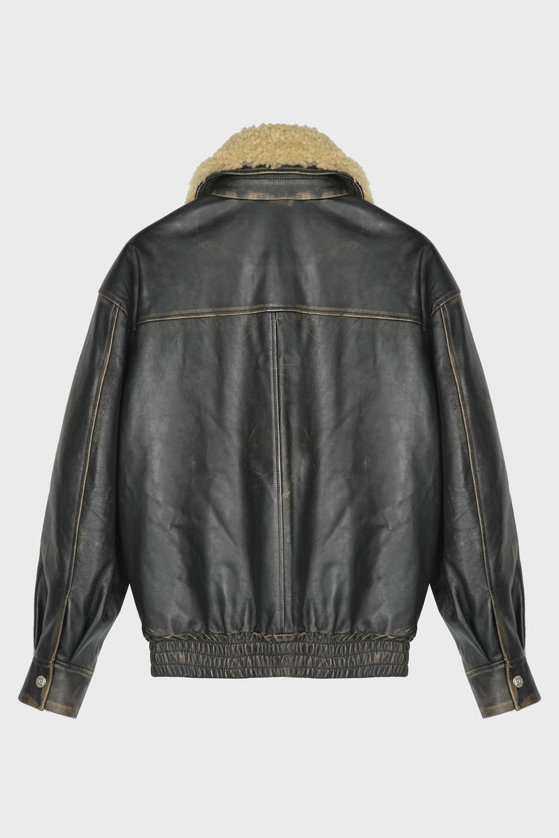 LEATHER AVIATOR JACKET