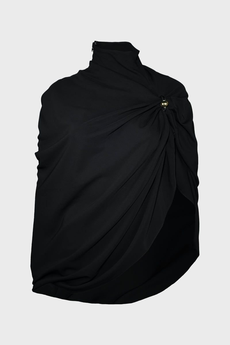DRAPED JERSEY TOP WITH COCKRING DETAIL