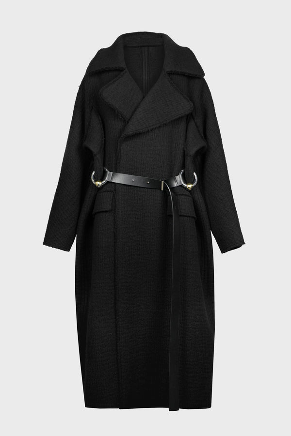 HEAVY WOOL COAT WITH "GAULTIER" RING