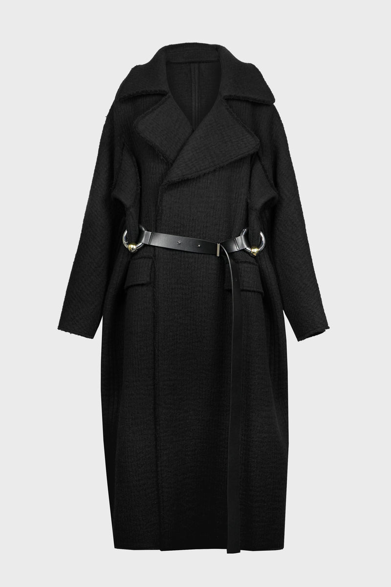 HEAVY WOOL COAT WITH "GAULTIER" RING