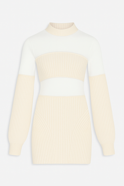 RIBBED LONG SLEEVES SHORT DRESS