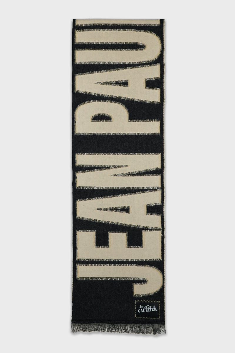 LOGO SCARF ECRU/BLACK