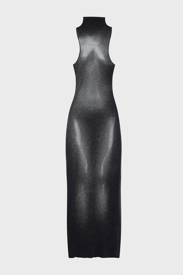 MESH LONG DRESS "BODY DUST” W/ SPARKLES SPRAY