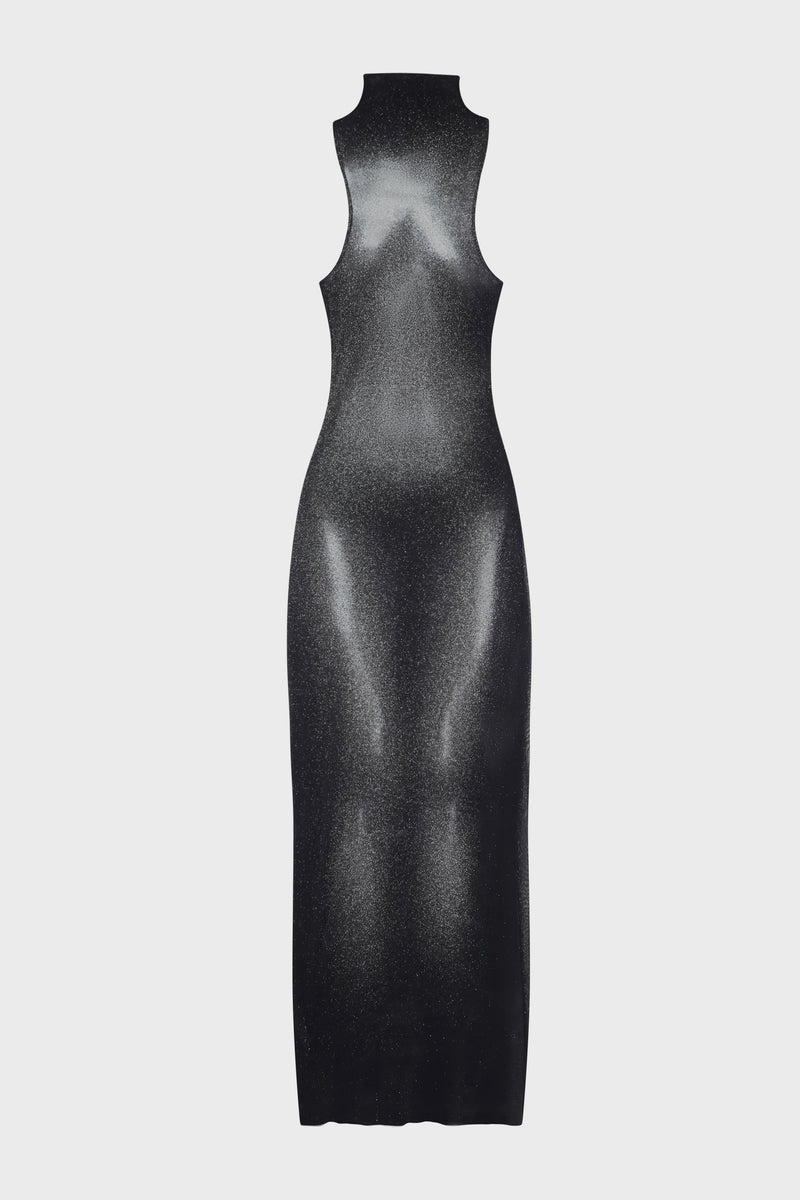 MESH LONG DRESS "BODY DUST” W/ SPARKLES SPRAY