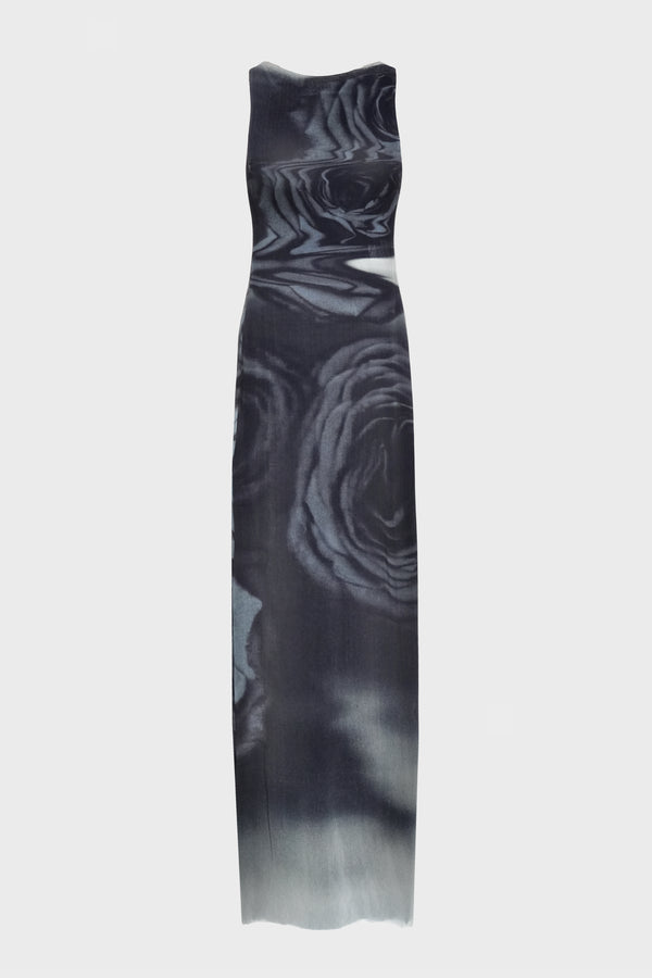 MESH DRESS SLEEVELESS "BLURRY ROSES"