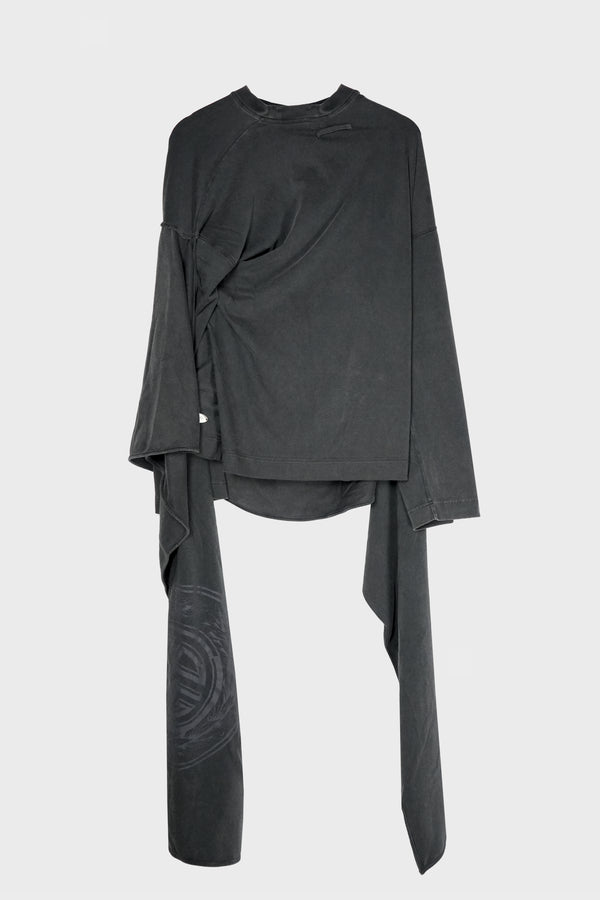 WASHED JERSEY CREW NECK WITH SCARF