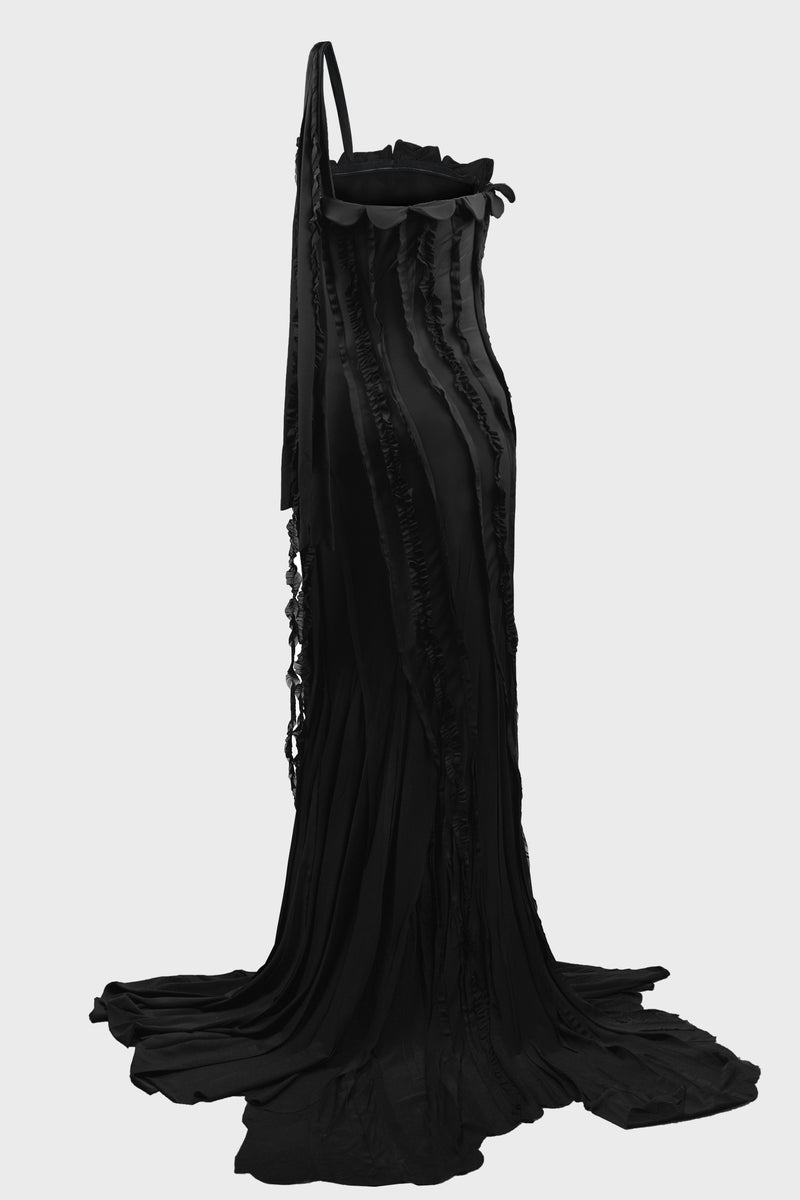 ONE-SHOULDER DRESS IN JERSEY WITH INLAYS