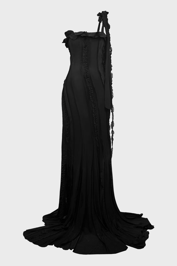 ONE-SHOULDER DRESS IN JERSEY WITH INLAYS
