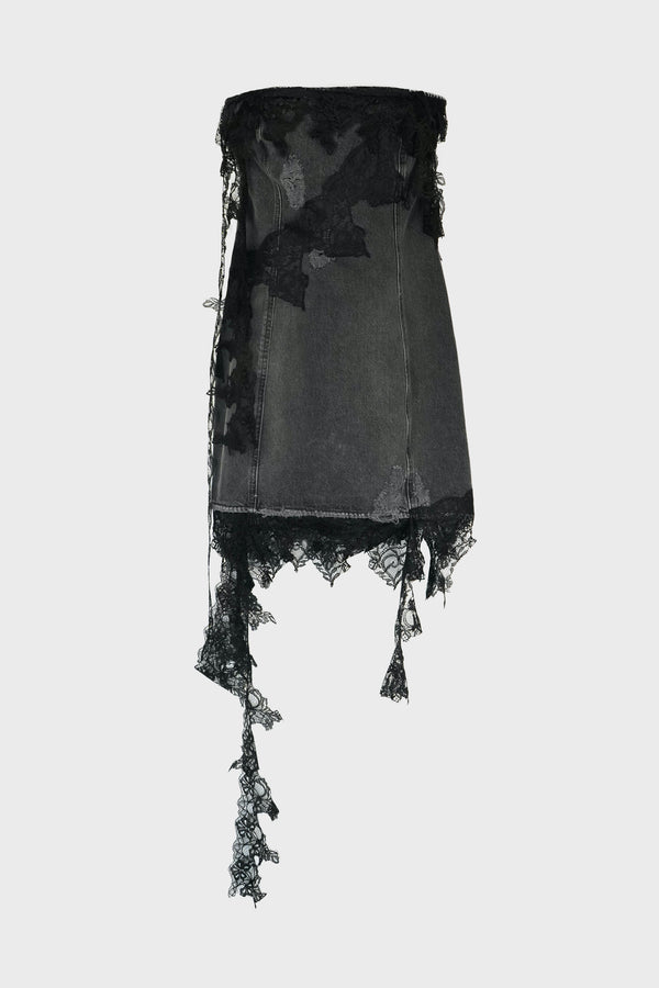 MINI DENIM DRESS WITH LACE