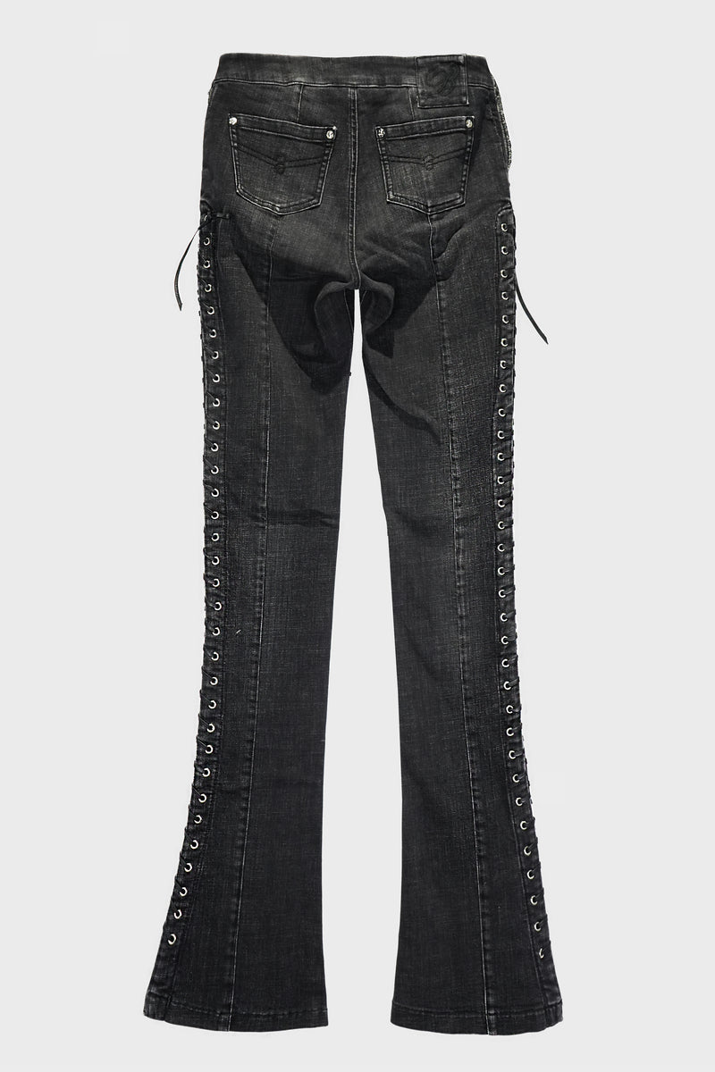 SLIM FIT JEANS WITH EYELETS AND LACES