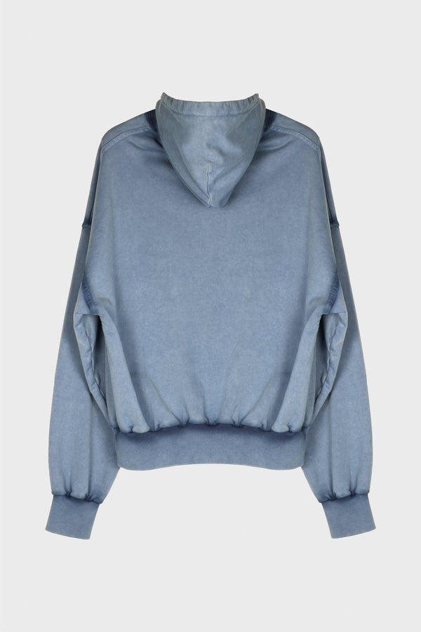 SHOULDERLESS HOODIE CUT AV-LOGO BLUE