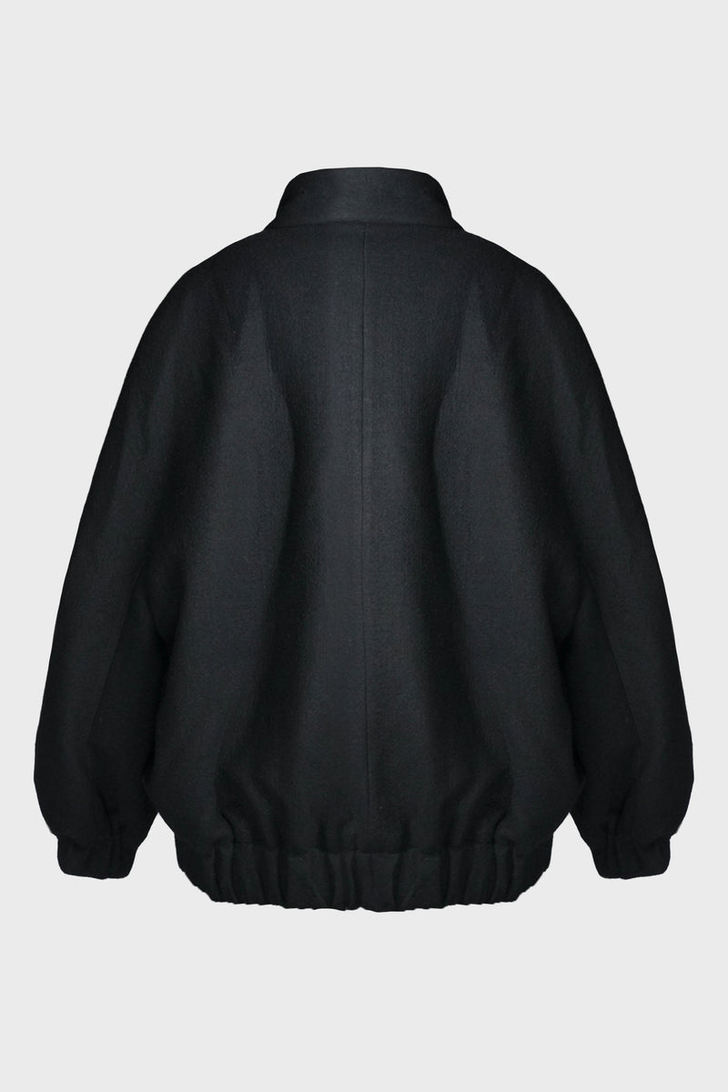WOOL COTTON-INTERLAYER DRAWSTRING JACKET