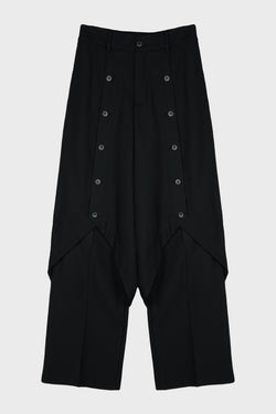BLACK DOUBLE LAYER CURVED TROUSERS