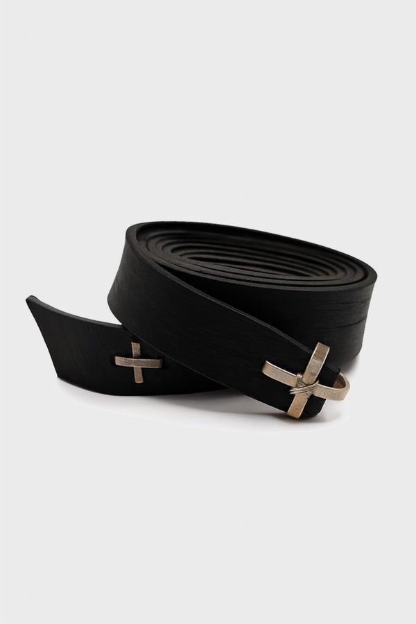 CROSS BUCKLE THIN CLEAN BELT