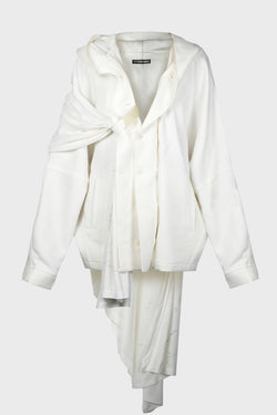 HOODED JAKCET w/ GRAPHIC MUFFLER IVORY