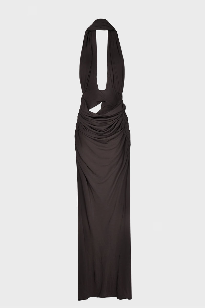 DRAPED CUMMERBUND JERSEY DRESS