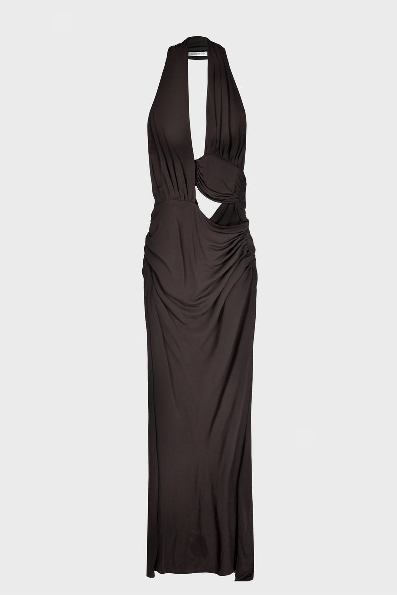 DRAPED CUMMERBUND JERSEY DRESS