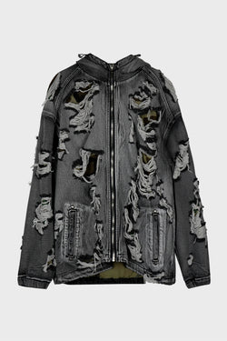 HELL DENIM CAMO HOODED ZIP-UP