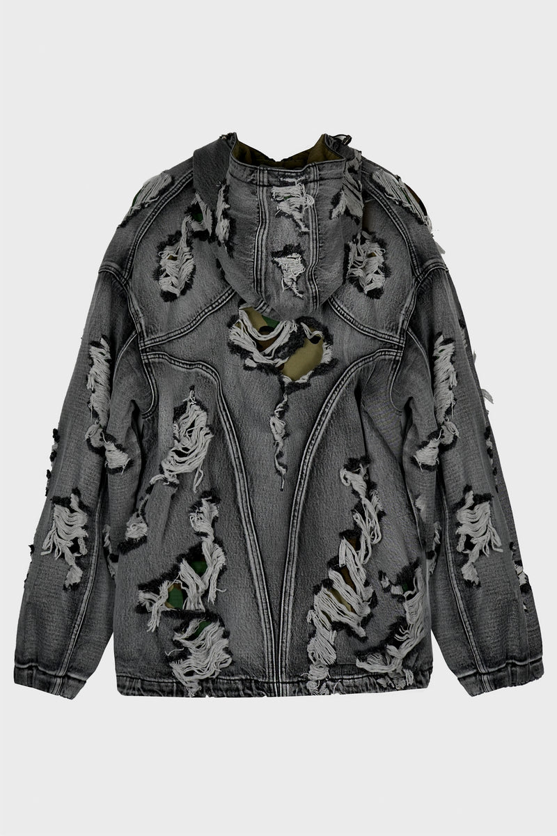 HELL DENIM CAMO HOODED ZIP-UP