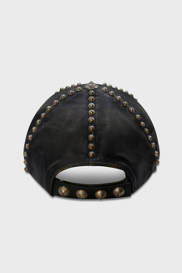 STUDDED WASHED LEATHER CAP