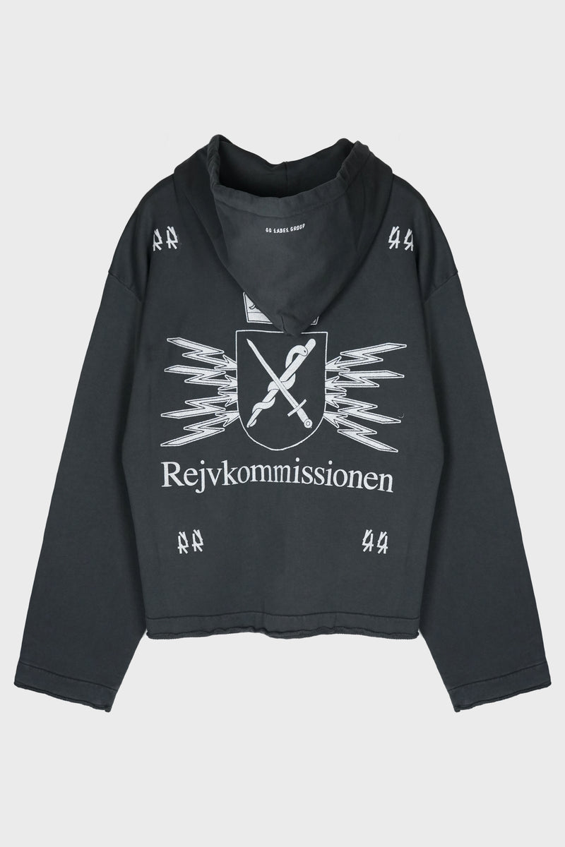 RAW CUT ZIP HOODIE BLACK + COMMISSION DIRTY WHITE
