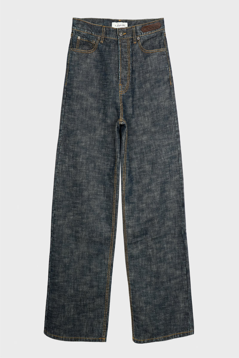 DENIM BAGGY TROUSERS NAVY BLUE