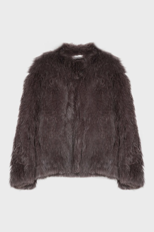 JACKET 50CM KNITTED FOX DEEP GRENAT