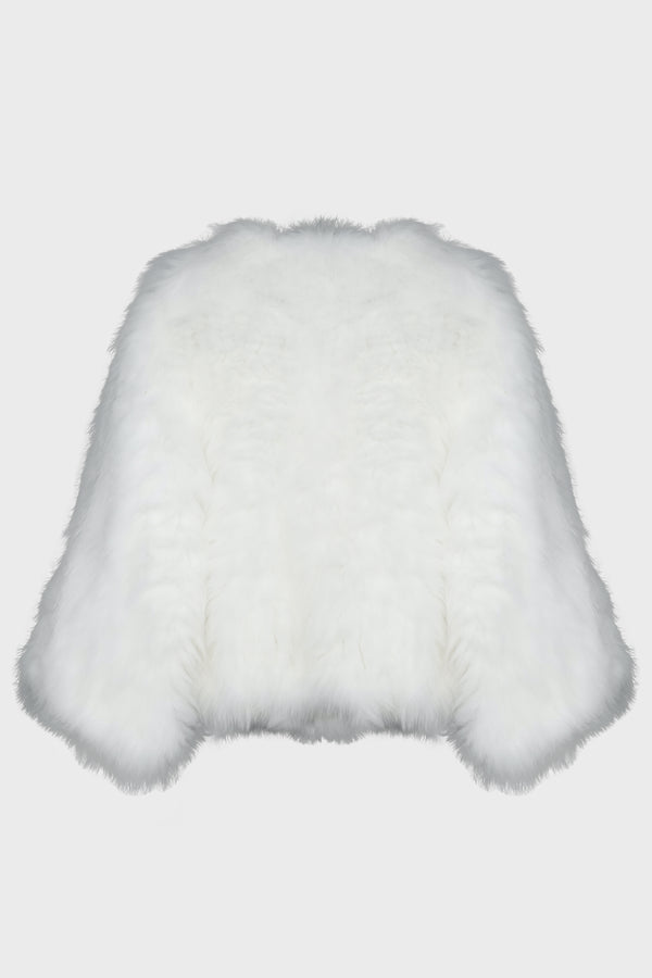 JACKET 50CM KNITTED FOX BLANC