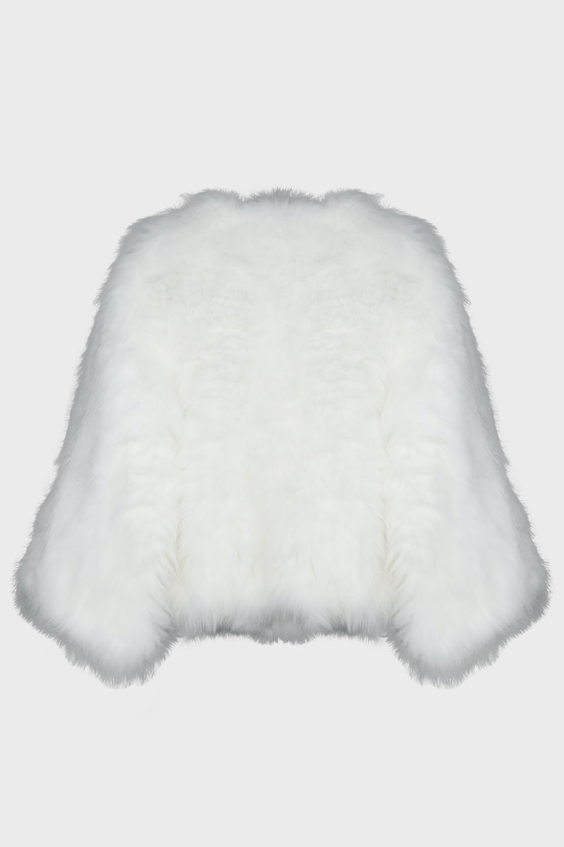 JACKET 50CM KNITTED FOX BLANC