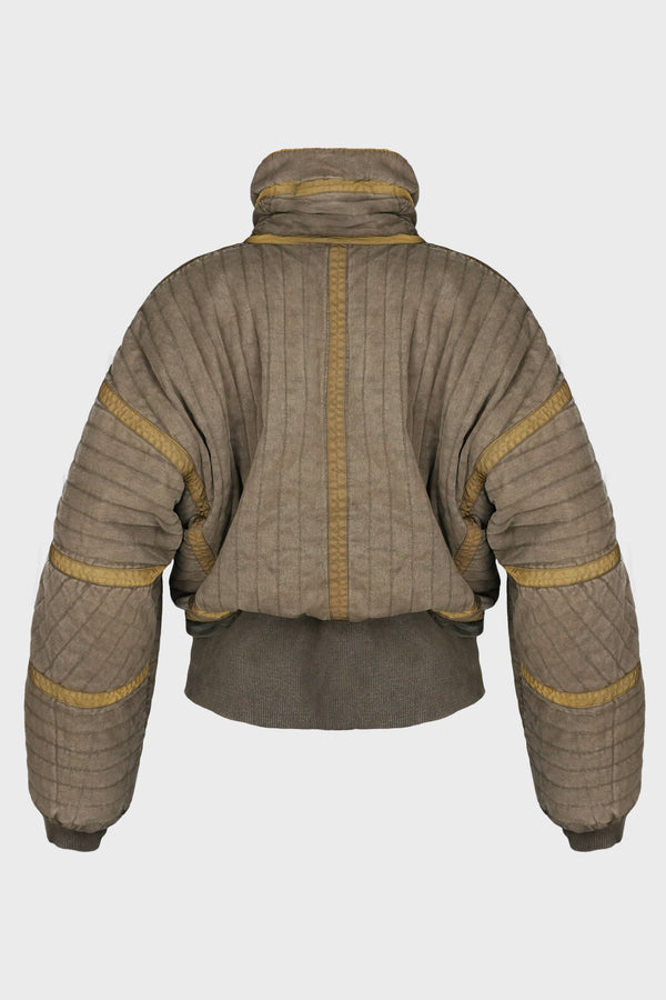 QUILTED BOMBER JACKET ACID BROWN