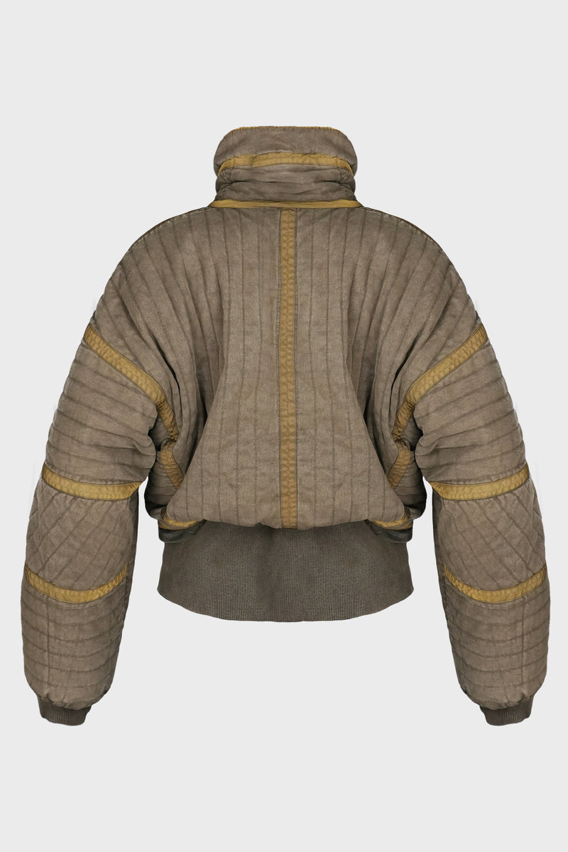 QUILTED BOMBER JACKET ACID BROWN