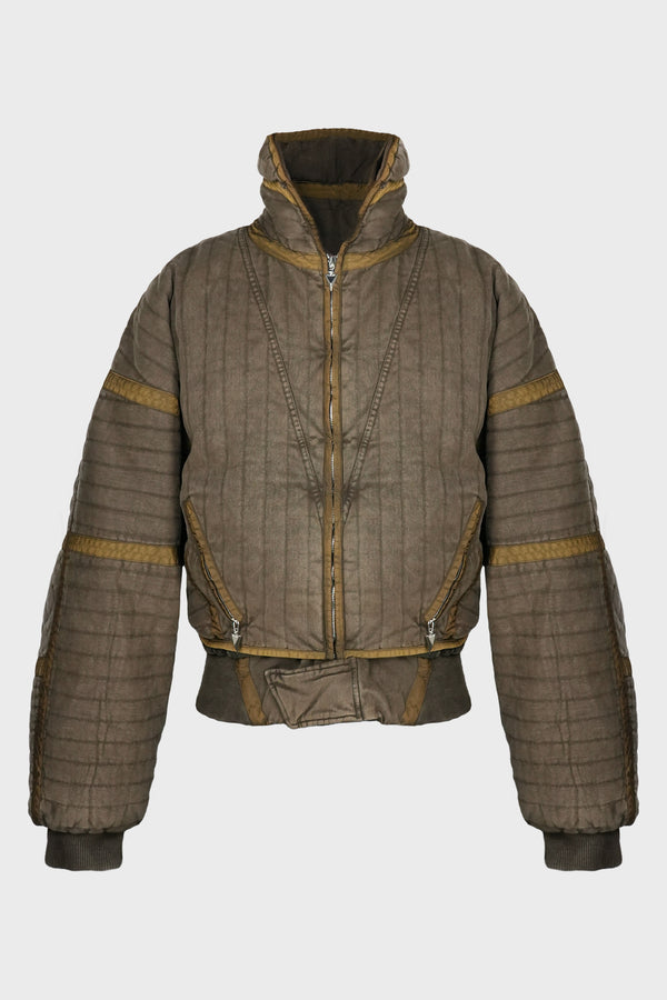 QUILTED BOMBER JACKET ACID BROWN