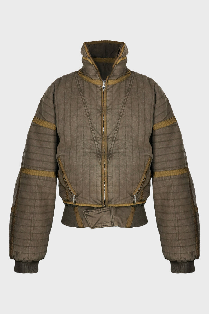 QUILTED BOMBER JACKET ACID BROWN