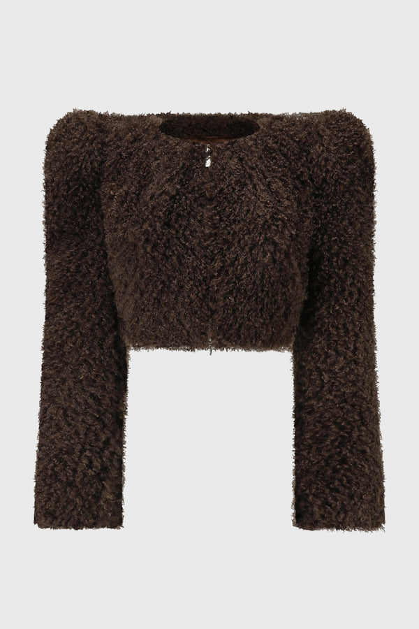 TEDDY GATHERED CROPPED JACKET