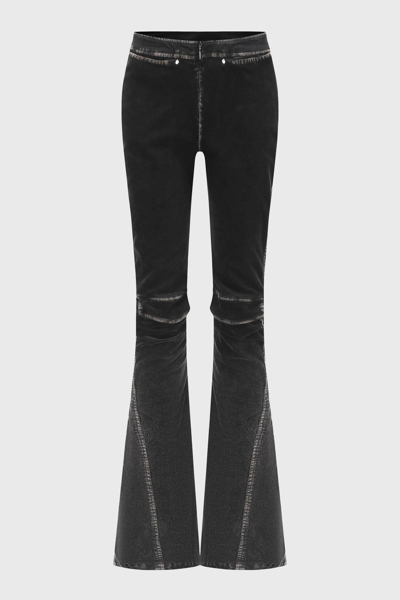 WASHED FLARED PANTS BLACK
