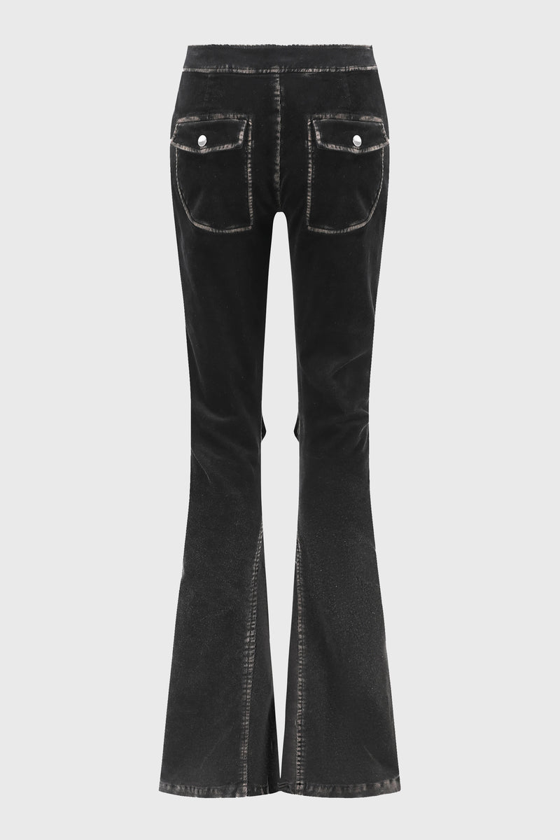 WASHED FLARED PANTS BLACK