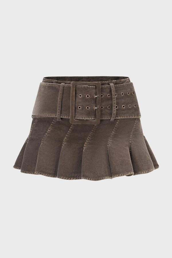WASHED TIE-WAISTED SKIRT