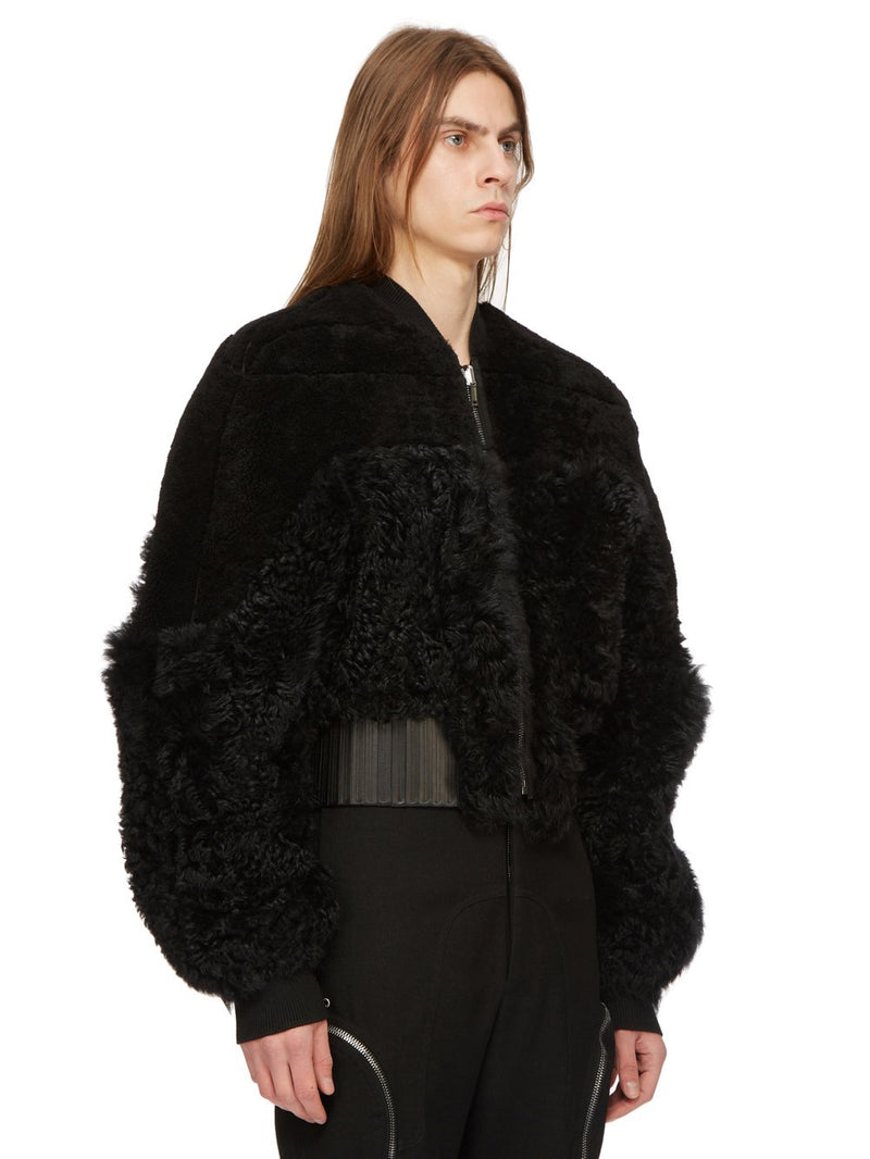 SHEARLING GIRDERED BOMBER CROPPED BLACK