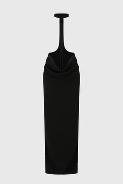 HALTERNECK DRAPED SKIRT BLACK