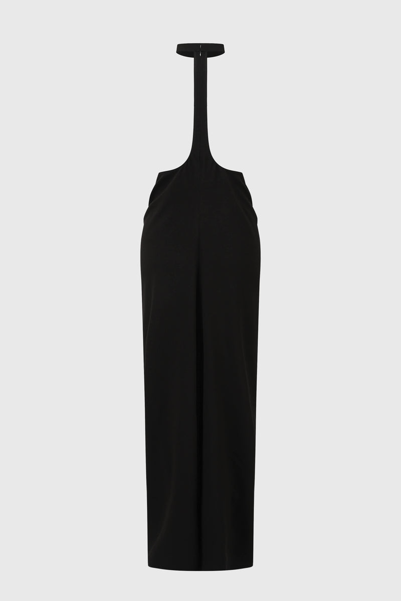 HALTERNECK DRAPED SKIRT BLACK