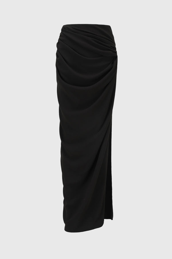 GATHERED DRAPED SKIRT BLACK